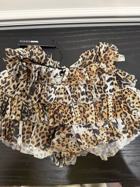 Fashion Nova Leopard Print Ruffle Skort - Tan & Black